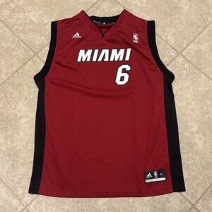 Adidas Mens Red Miami Heat LeBron James #6 NBA Basketball Jersey Size XL